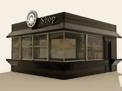 Coffee pavilion Low-poly 3D model