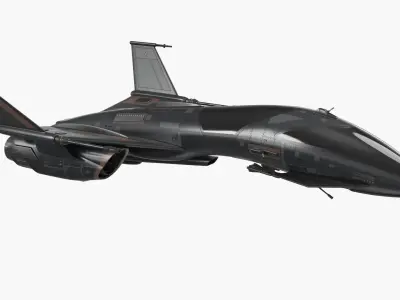 Black Futuristic Fighter Spaceship in Flight 3D model