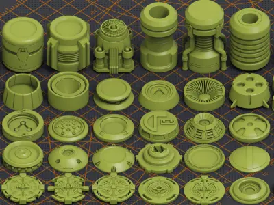 Mega Pack Hard Surface Kitbash 320 DETAILS 3D model