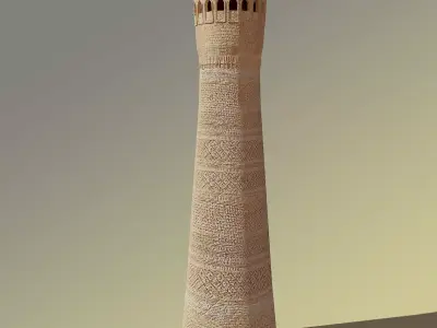 Minaret turkish tower Low-poly 3D model