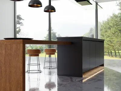 Kitchen modern with marble counter tops 3D model