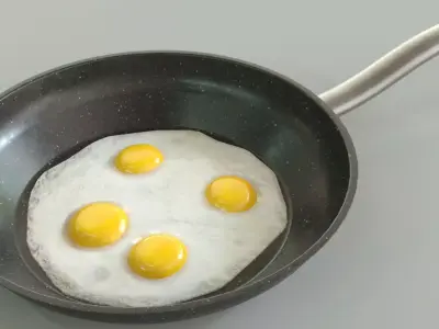 Fried Eggs in Pan Low-poly 3D model