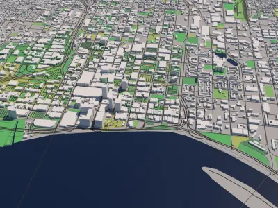 Louisville Kentucky USA 30x30km 3D City Map 3D model