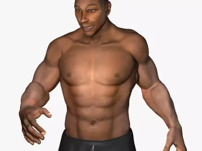 African American Male Muscular Rigged 3D model