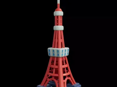 Tokyo Tower Low-poly 3D model