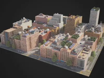 Realistic City District A6-A15 MAYA Low-poly 3D model
