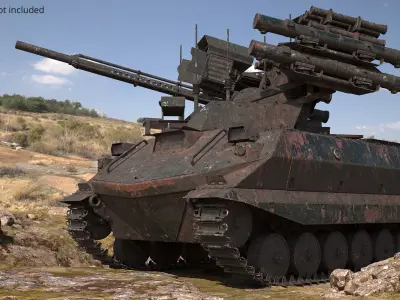  Missile Carrier Vehicle with Rotating Cannon Green Damaged 