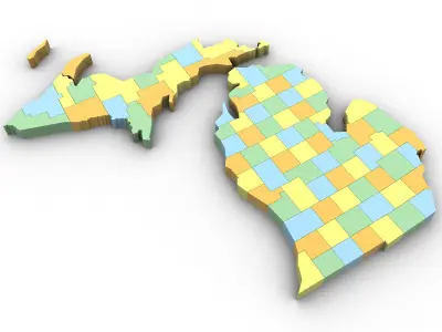 Michigan Political Map 3D model
