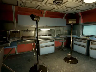 Modern Sci-Fi Modular Laboratory Low-poly 3D model