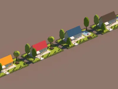 Cartoon Low Poly Garden House Package Low-poly 3D model