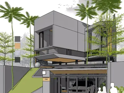 3D Model Modern House Contemporary Cantilever 3D model