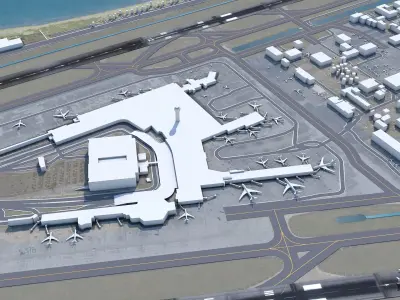 Luis Munoz Marin International Airport 10km Low-poly 3D model
