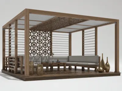 Wood Pattern Gazebo  3D model