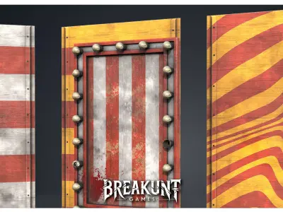 Horror Circus Panel with Wall Panel 2 - 2 assets Low-poly 3D model