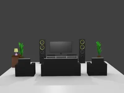 Living room furnitures Free low-poly 3D model