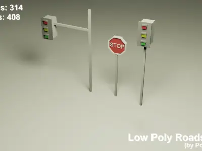 Roads Low-Poly pack Low-poly 3D model