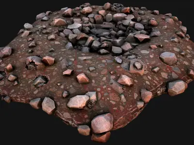 Iron Ore Stone Deposits for Mine Environment Low-poly 3D model