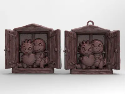 valentines dragon window decor  3D print model