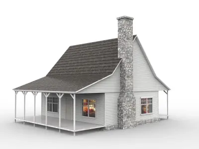 American house Low-poly 3D model