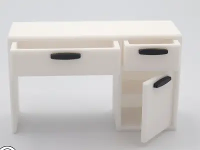 Classic Desk with functional door drawers  3D print model purchase