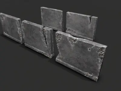 Damaged Concrete Walls Low-poly 3D model