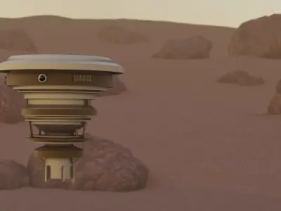 Sci-fi android robot Low-poly 3D model