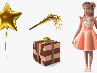  Girl Child with Holiday Accessories Collection 