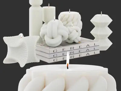 Set of ribbed candles 3D model