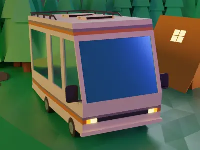 Camp Fire Blender Lowpoly Isometric Low-poly 3D model