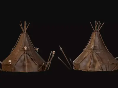 Fantasy Tribal War Tent Orc Camp Lodge Low-poly 3D model
