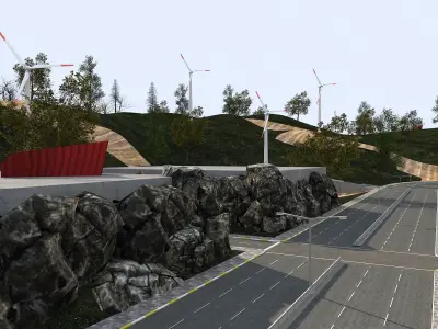 Fully Ready 3D Big City Two Land Bridge and Detailed Low-poly 3D model