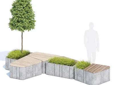 Timber seats and benches 3D model