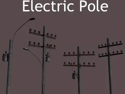 Electric Pole Low-poly 3D model