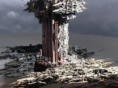 Dark cyberpunk Slum city extended  3D model