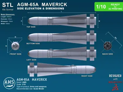 AGM-65A Maverick - Scale 1-10 3D print model