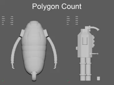 Game Ready Stylized Low Poly 3D Robot Low-poly 3D model