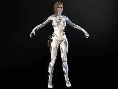 Cyborg assasin Low-poly 3D model