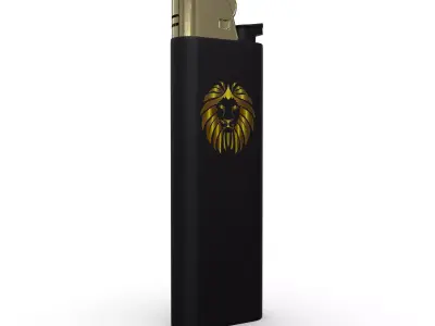 Lighter with gold lion 3D model