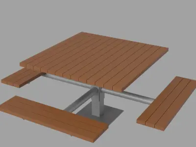 Disabled Picnic Table Low-poly 3D model