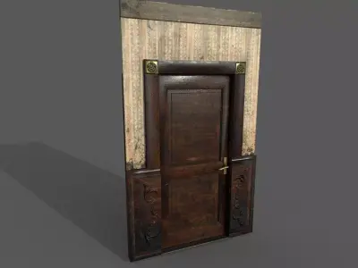 Old Wood Door Paper Low-poly 3D model