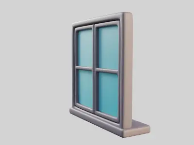 Cartoon Window 6a Low-poly 3D model