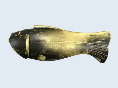Vintage antique bronze gold fish for visualization and printing Low-poly 3D model