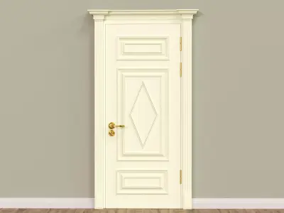 Classic door in white and black 3D model