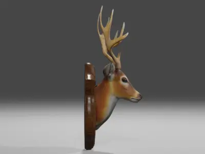 Realistic Mounted Deer Head  Low-poly 3D model