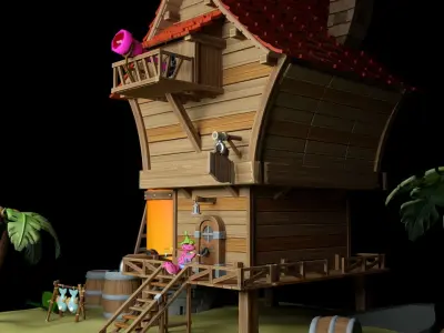 3D Tropical cartoon  house 3D model