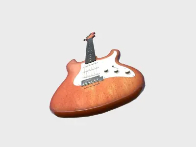 Electric Guitar 07 Light Wood - Music Instrument Design Low-poly 3D model