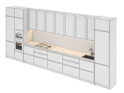 kitchen 1 with cabinets and counter tops 3D model