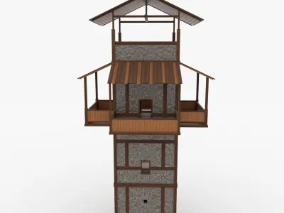 Roman Fantasy Watchtower Low-poly 3D model