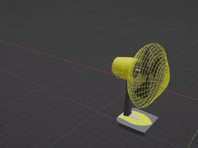 Yellow fan model whose propeller can be rotated  3D model
