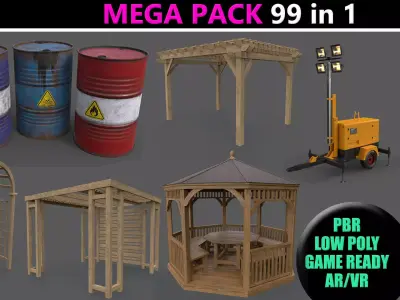 PBR Street Park Pergola Gazebo - Mega Pack